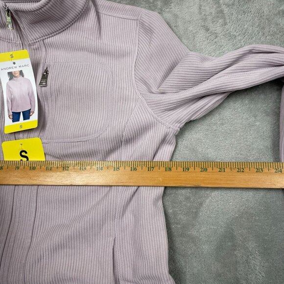 Andrew Marc Womens Ribbed Full-Zip Jacket S Lilac Polyester Blend NWT 6607 - Picture 7 of 8